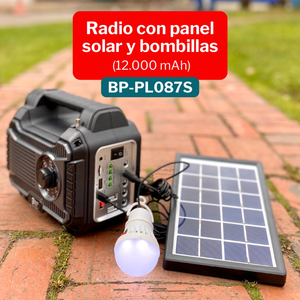 Parlante Planta Solar Recargable 4 Bombillos  ... 